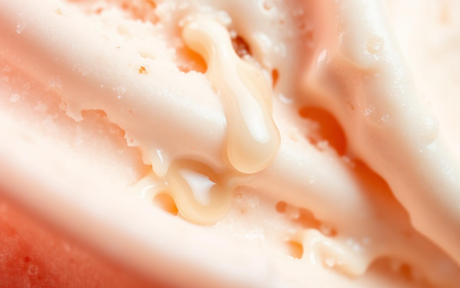 Gros plan sur une crème glacée qui fond